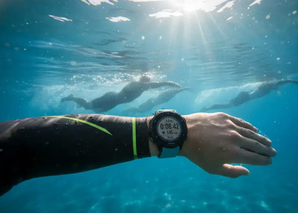 montre triathlon sous l'eau