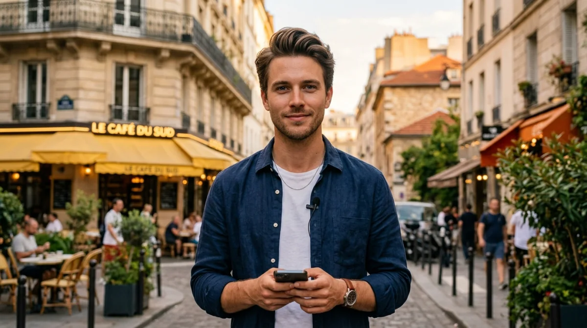 Portrait charismatique du créateur de contenu Djilsi dans un décor urbain, illustrant ses origines et son parcours.